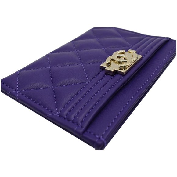 CHANEL Boy Leather Card Holder Purple - Picture 6 of 12